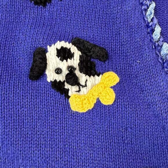 Vintage Jack B. Quick Blue Puppy Dog Applique V-Neck Cardigan Size Small - Picture 10 of 14